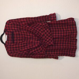 Zara Red & Black Buffalo Check Long Sleeved Dress Size Medium